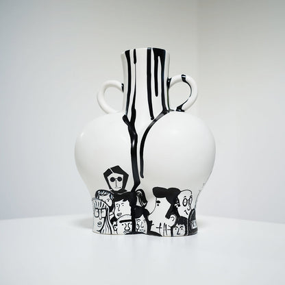 CROWD B&W - VASE WHITE